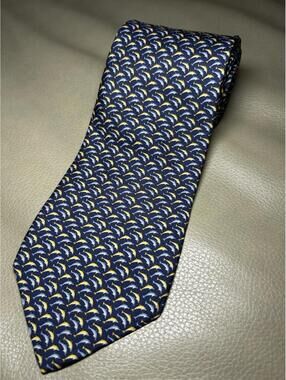 Brooks Brothers Makers Men’s 100% Silk Tie Navy W/ Blue Gold Dolphins BB11